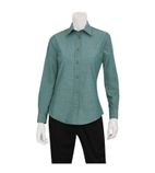 Womens Chambray Long Sleeve Shirt Green Mist L - BB073-L