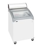 NIC100CP 130 Ltr White Mobile Display Chest Freezer With Curved Glass Lid